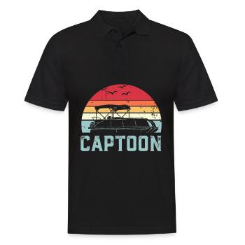 Captoon Sunset Pontoon Kapitän Boot Boots Geschenk - Männer Poloshirt - Schwarz - Vorne - Kai (181cm)