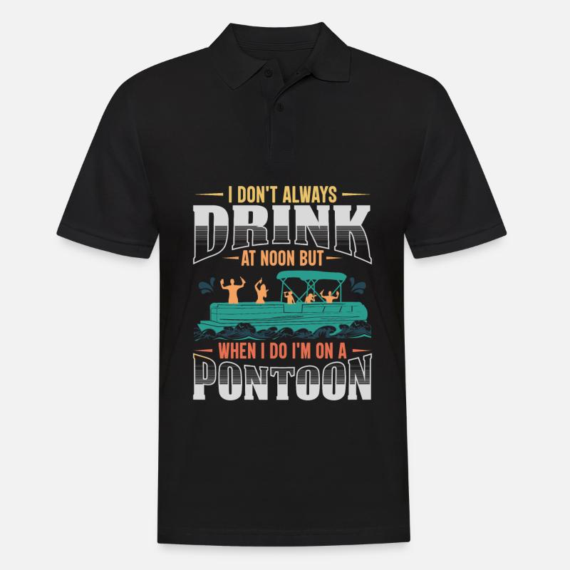 Lustiges Ponton-Trinkboot-Geschenk - Männer Poloshirt - Schwarz
