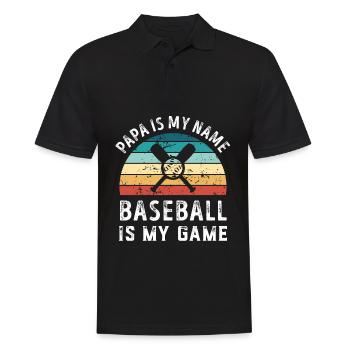 Papa est mon nom Le baseball est mon jeu Papa Pères - Polo Homme - noir - Devant - Kai (181cm)