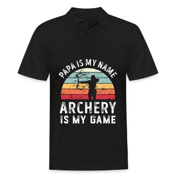 Papa is my Name Archery is my Game Dad Fathers - Men's Polo Shirt - black - Front - Kai (181cm)