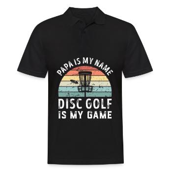 Papa ist mein Name Disc Golf ist mein Spiel Papa Väter - Männer Poloshirt - Schwarz - Vorne - Kai (181cm)