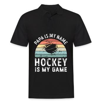 Papa est mon nom Le hockey est mon jeu Papa Fête des Pères - Polo Homme - noir - Devant - Kai (181cm)