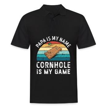 Papa est mon nom Cornhole est mon jeu Papa Pères - Polo Homme - noir - Devant - Kai (181cm)