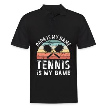 Papa est mon nom Le tennis est mon jeu Papa Fête des Pères - Polo Homme - noir - Devant - Kai (181cm)