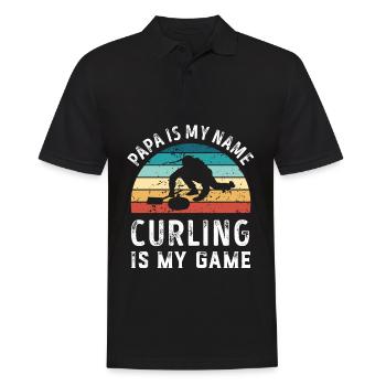 Papa ist mein Name Curling ist mein Spiel Papa Väter - Männer Poloshirt - Schwarz - Vorne - Kai (181cm)