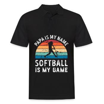 Papa ist mein Name Softball ist mein Spiel Papa Väter - Männer Poloshirt - Schwarz - Vorne - Kai (181cm)