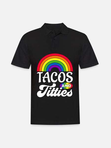 Tacos och tuttar roliga HBT gay pride-presenter - Pikétröja herr - svart