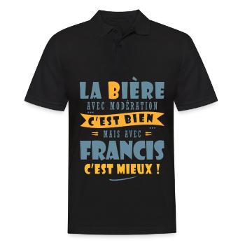 Francis Bière Cadeau Humour cadeau francis - Polo Homme - noir - Devant - Kai (181cm)