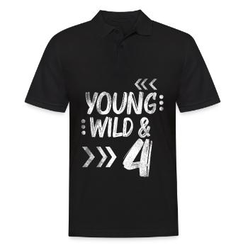 Geburtstag Vier Jahre 4 Geburtstag Geschenk Kinder - Männer Poloshirt - Schwarz - Vorne - Kai (181cm)