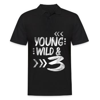 Wild Birthday Drei Kinder T-shirt zum 3 Geburtstag - Männer Poloshirt - Schwarz - Vorne - Kai (181cm)