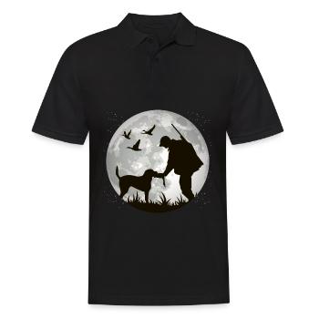 Chasseur avec chiens pour chasseurs chasse et cadeau de chasse - Polo Homme - noir - Devant - Kai (181cm)