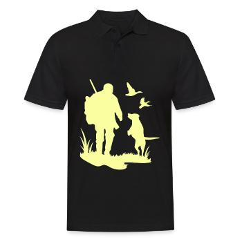Jäger mit Hund auf der Pirsch Geschenkidee Jagd - Männer Poloshirt - Schwarz - Vorne - Kai (181cm)