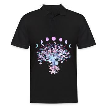 Les phases de lune Retro 60's 70's Arbre de vie vibe - Polo Homme - noir - Devant - Kai (181cm)