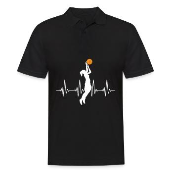 Basketball Heartbeat Geschenk für Frauen und - Männer Poloshirt - Schwarz - Vorne - Kai (181cm)