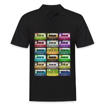 Cassettes Bandes Mixtapes 1980 Radio Musique - Polo Homme - noir - Devant - Kai (181cm)