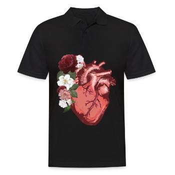 Anatomical Heart Flowers Love Women Men - Men's Polo Shirt - black - Front - Kai (181cm)