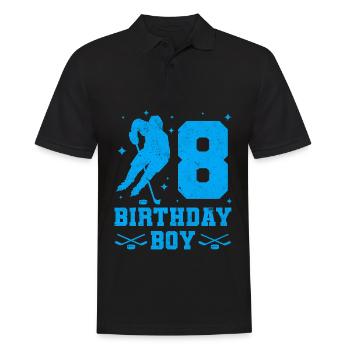 8th Birthday Young Ice Hockey Kids 8 Years Party - Men's Polo Shirt - black - Front - Kai (181cm)
