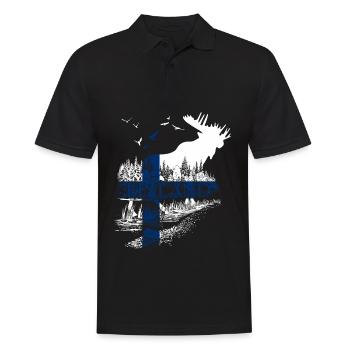 ELCH FINNLAND FLAGGE URLAUB - Männer Poloshirt - Schwarz - Vorne - Kai (181cm)