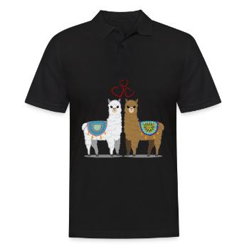 Cadeau d'alpaga lama pour femmes, hommes et enfants - Polo Homme - noir - Devant - Kai (181cm)