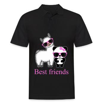 Panda Lama Lustig Geschenk Damen Herren Kinder - Männer Poloshirt - Schwarz - Vorne - Kai (181cm)