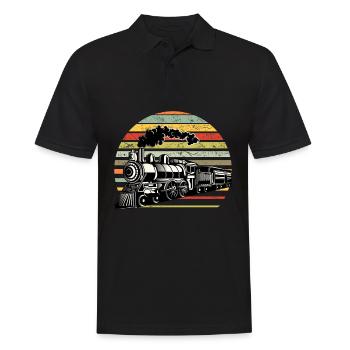 Locomotive Train Driver Retro Railroad Gift - Men's Polo Shirt - black - Front - Kai (181cm)