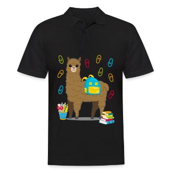 Lama Alpaka Einschulung Schulbeginn Geschenk - Männer Poloshirt - Schwarz - Vorne - Kai (181cm)
