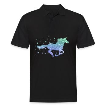 Licorne paillettes dames fille cadeau cheval - Polo Homme - noir - Devant - Kai (181cm)