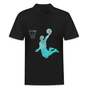 Basketball Dunking Geschenk Basketballspieler - Männer Poloshirt - Schwarz - Vorne - Kai (181cm)