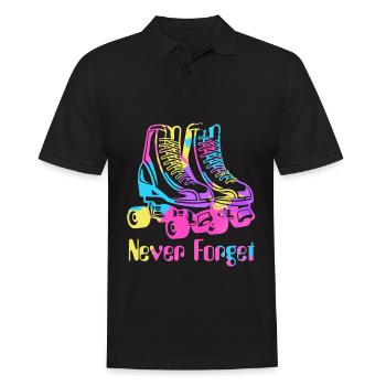 Rollschuhe Never Forget 90er Neunziger Retro - Männer Poloshirt - Schwarz - Vorne - Kai (181cm)