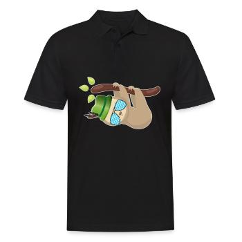 Faultier Lustig Wiesn Tiere - Männer Poloshirt - Schwarz - Vorne - Kai (181cm)