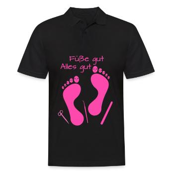 Fußpflege Pediküre Podologe Nagelstudio Geschenk - Männer Poloshirt - Schwarz - Vorne - Kai (181cm)