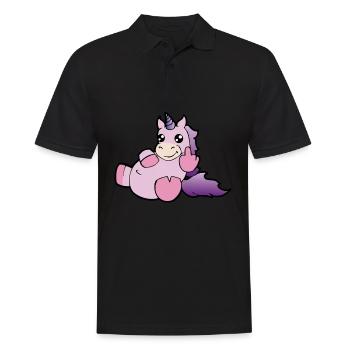 Unicorn Stinky Finger Funny Naughty Animal Gift - Men's Polo Shirt - black - Front - Kai (181cm)
