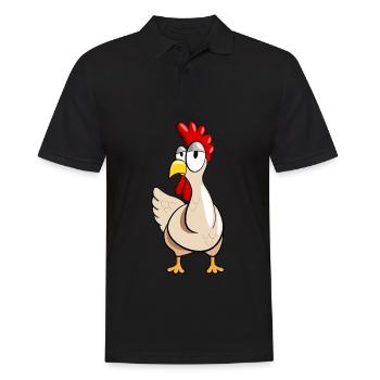 Drôle de poulet cadeau poulet poule élevage - Polo Homme - noir - Devant - Kai (181cm)