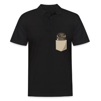 Eule Uhu Vogel In Brusttasche Print Geschenk - Männer Poloshirt - Schwarz - Vorne - Kai (181cm)