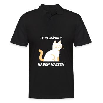 Echte Männer haben Katzen Katzenliebhaber - Männer Poloshirt - Schwarz - Vorne - Kai (181cm)