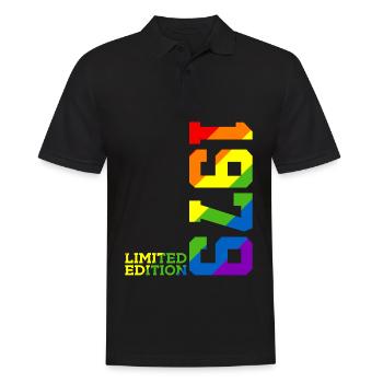 LGBTQ 1979 REGENBOGEN QUEER 47. GEBURTSTAG PRIDE - Männer Poloshirt - Schwarz - Vorne - Kai (181cm)