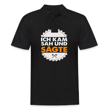 Holzfäller Ich Kam Sah und Sägte - Männer Poloshirt - Schwarz - Vorne - Kai (181cm)