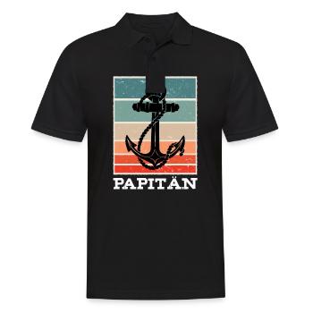 Papitän Capitän Anker Retro Vintage Papa - Männer Poloshirt - Schwarz - Vorne - Kai (181cm)