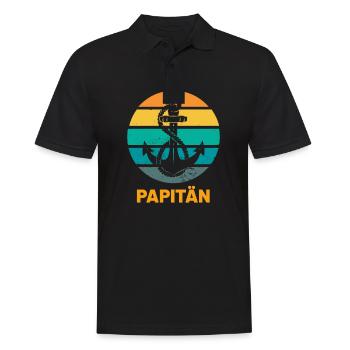 Papitän Capitän Anker Retro Vintage Papa - Männer Poloshirt - Schwarz - Vorne - Kai (181cm)