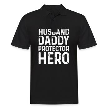 Mens Husband Daddy Protector Hero Father - Men's Polo Shirt - black - Front - Kai (181cm)
