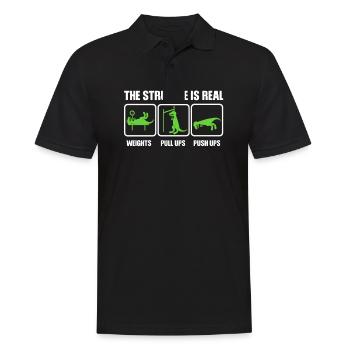 Dino The struggle is real funny T-Rex gym workout - Men's Polo Shirt - black - Front - Kai (181cm)
