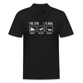 Dino The struggle is real funny T-Rex gym workout - Men's Polo Shirt - black - Front - Kai (181cm)