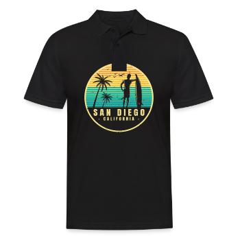 San Diego CA California Van Life Surfer USA - Männer Poloshirt - Schwarz - Vorne - Kai (181cm)