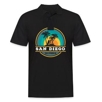 San Diego CA California Van Life Surfer USA - Männer Poloshirt - Schwarz - Vorne - Kai (181cm)