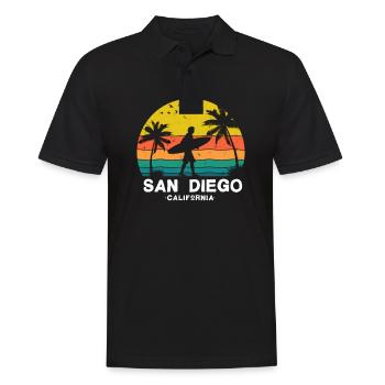 San Diego CA California Van Life Surfer USA - Männer Poloshirt - Schwarz - Vorne - Kai (181cm)