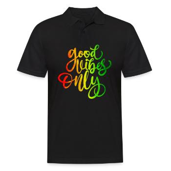 Good Vibes Only Rasta Reggae Roots - Männer Poloshirt - Schwarz - Vorne - Kai (181cm)