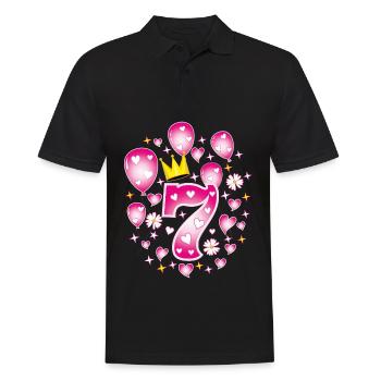 07 7ème anniversaire filles ballons couronnes de fleurs - Polo Homme - noir - Devant - Kai (181cm)