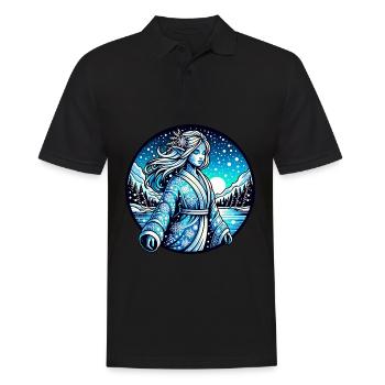 Winterfee in Schneelandschaft mit Eiskristallen - Männer Poloshirt - Schwarz - Vorne - Kai (181cm)