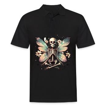 Skeleton with butterfly wings and flowers - Men's Polo Shirt - black - Front - Kai (181cm)
