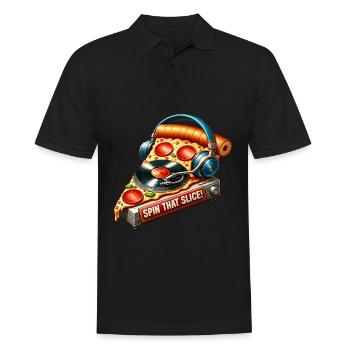 Pizza Music Lover : Faites tourner cette tranche - Polo Homme - noir - Devant - Kai (181cm)
